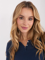 Granatowa bluzka basic z guzikami przy dekolcie