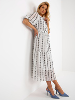 Hurt Biało-czarna rozkloszowana sukienka z falbaną 