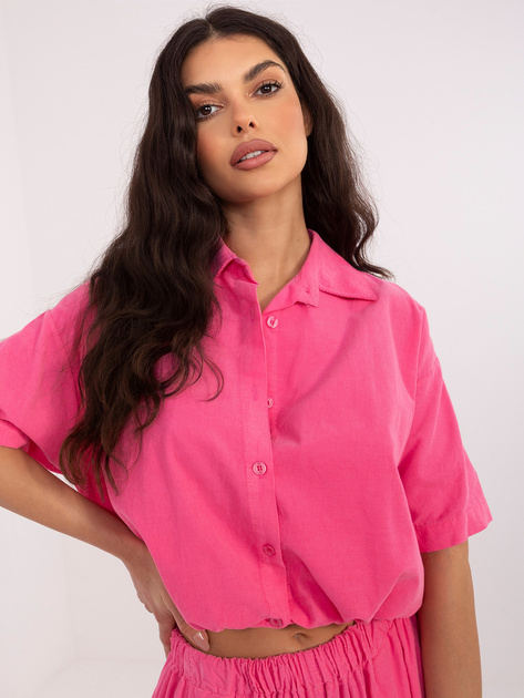 Ciemnoróżowa asymetryczna koszula z sztruksu