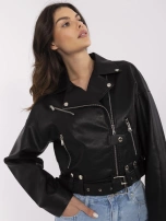 Czarna damska kurtka ramoneska z suwakami