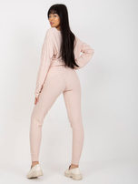 Hurt Jasnoróżowe damskie spodnie dzianinowe z wiązaniem