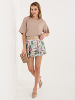 Zielone damskie spódnico-szorty z paskiem