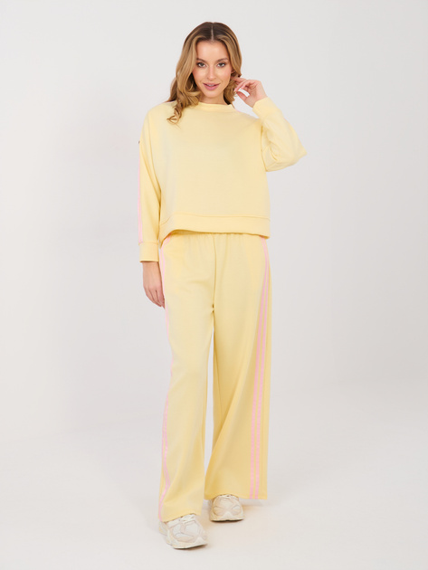 Jasnożółte szerokie spodnie z lampasami RUE PARIS