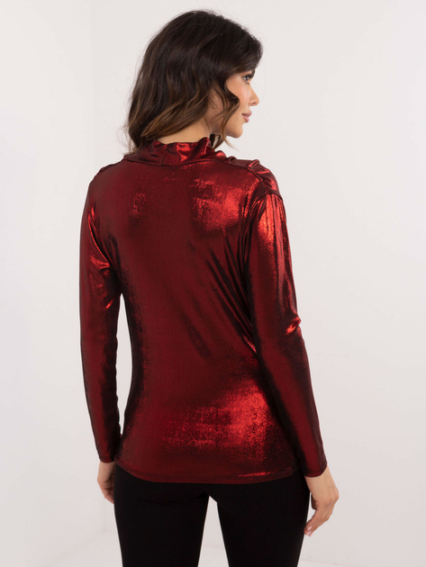 Hurtownia Ciemnoczerwona wizytowa bluzka z drapowaniem