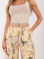 Żółte eleganckie spodnie w kwiaty RUE PARIS