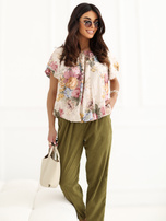 Żółta elegancka bluzka w kwiaty 