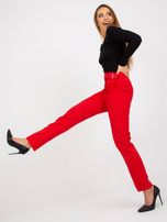 Hurtownia online Czerwone proste spodnie z materiału z kieszeniami