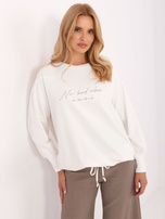 Ecru damska bluzka oversize z napisem