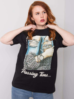 Czarny t-shirt damski z aplikacją Blanche