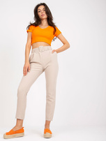 Beżowe klasyczne spodnie z materiału z kieszeniami Giulia 