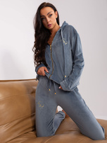 Hurt Brudnoniebieski komplet welurowy z wiskozy Melody