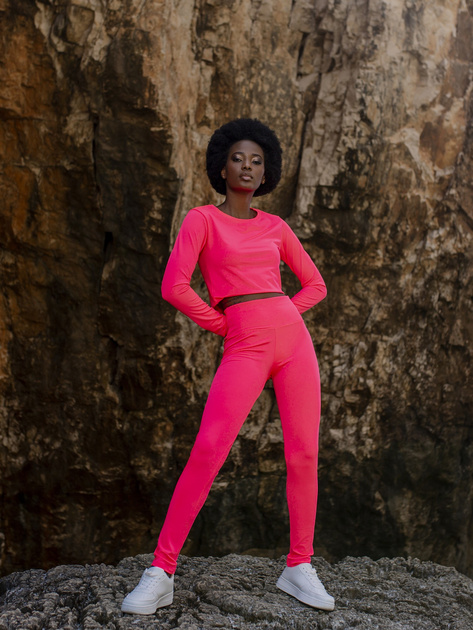 Fluo różowy gładki komplet sportowy Patrice