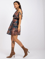 Czarno-brązowa sukienka z paskiem Marthe