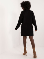 Hurtownia Czarna sukienka dzianinowa z długim rękawem