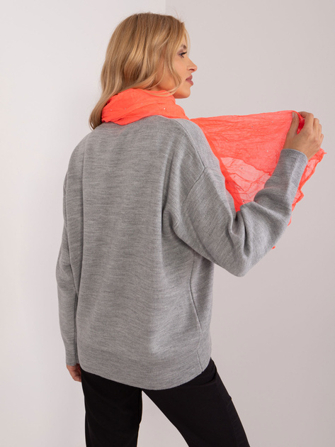 Hurt Fluo różowa chusta damska z aplikacjami