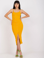 Bright orange fitted dress with stripes RUE PARIS