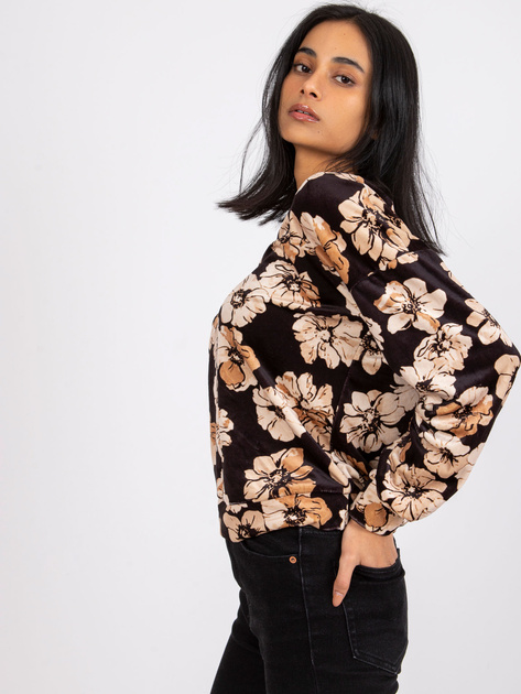 Czarno-beżowa bluzka welurowa z łańcuszkiem na plecach Aurora