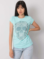 Jasnoniebieski t-shirt z aplikacją Skull