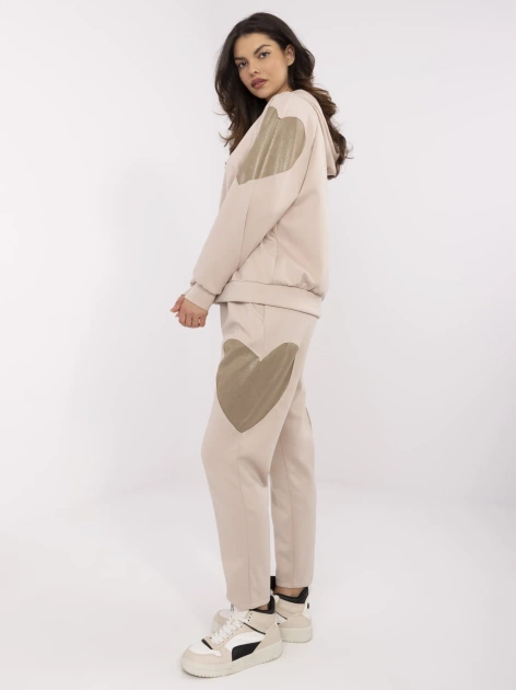 Hurt Beżowo-ciemnobeżowy komplet z bluzą oversize