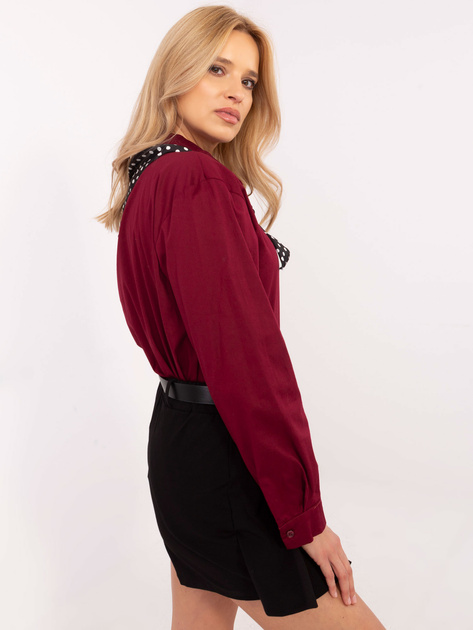 Hurt Bordowa bawełniana koszula z kołnierzykiem