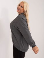Ciemnoszara melanżowa bluza plus size bez kaptura Harmony