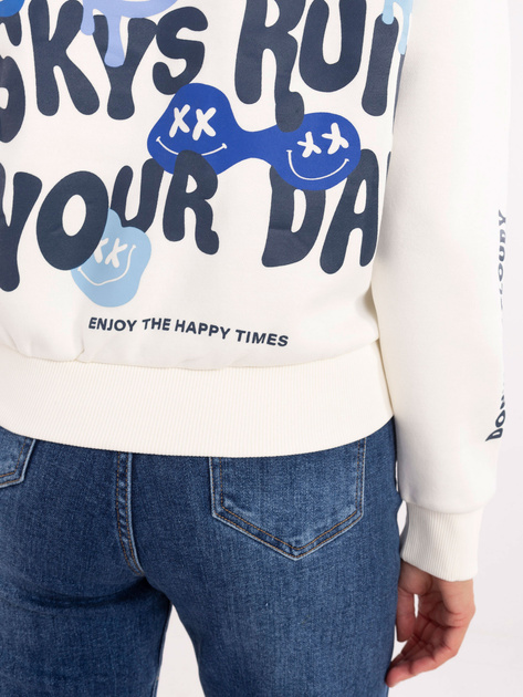 Hurt Biała ocieplana bluza z nadrukiem SUBLEVEL