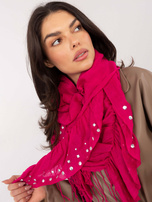 Fuksjowa damska chusta z frędzlami