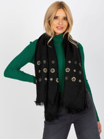 Hurt czarny damski szal we wzory