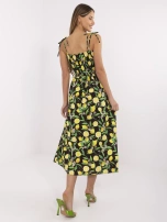 Black-yellow dress with padded cups.