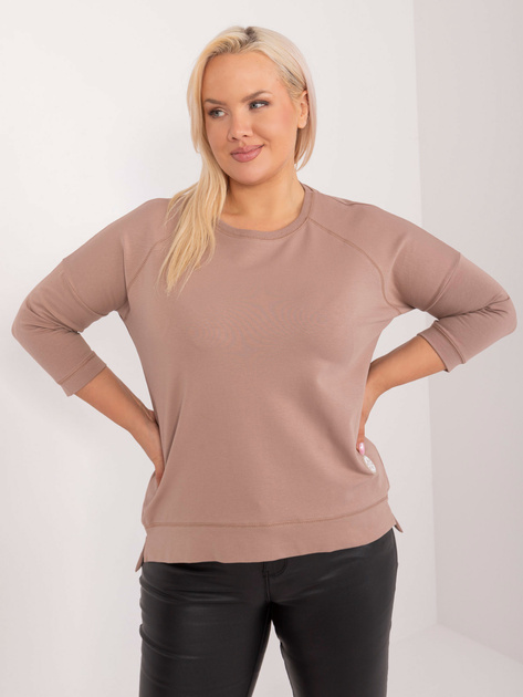 Hurtownia Ciemnobeżowa bluzka plus size z bawełny