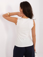 Ecru damski top z koronkowym wykończeniem