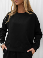 Czarny ocieplany dres basic z krótką bluzą