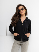 Hurtownia online Czarna rozpinana bluza basic z kieszeniami 
