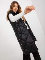 Hurt Czarna pikowana kamizelka ze skóry ekologicznej