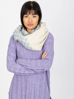 Hurt Ecru-blue women's winter scarf in a check pattern.