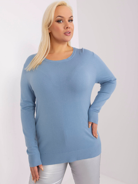 Hurt Niebieski dzianinowy sweter plus size w klasyczny wzór