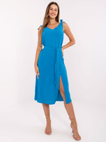 Niebieska midi sukienka na lato RUE PARIS  