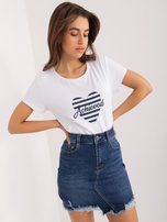 Hurt White-navy blue t-shirt with heart print BASIC FEEL GOOD.