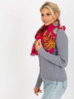 Hurtownia Ciemnoróżowa chusta bawełniana w kwiaty