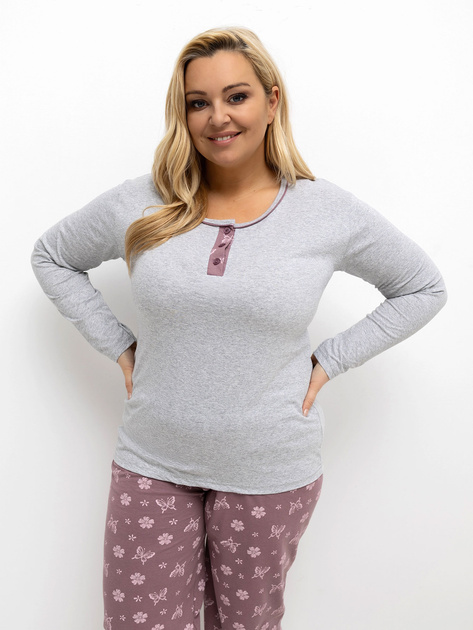 Szara bawełniana piżama plus size ze spodniami