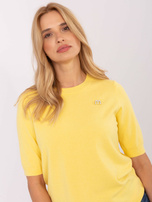 Żółty damski sweter z krótkim rękawem