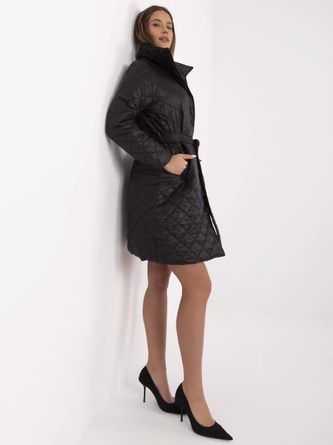 Hurt Czarny przejściowy płaszcz damski z pikowaniem