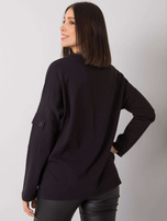 Czarna bluzka plus size z kieszenią na rękawie Lunnara