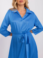 Hurt Niebieska midi sukienka koktajlowa z rozcięciami