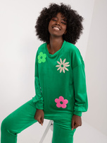 Hurtownia Zielony dwuczęściowy komplet damski z weluru