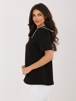 Czarna wizytowa bluzka z kołnierzykiem