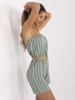 Pistacjowo-biały kombinezon w paski RUE PARIS