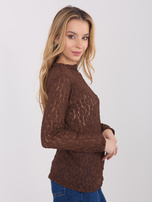 Brązowa przezroczysta bluzka z koronki 