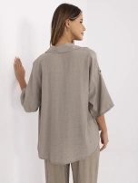 Ciemnobeżowa letnia koszula z rękawem 3/4