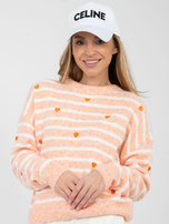 Pomarańczowy damski sweter z okrągłym dekoltem